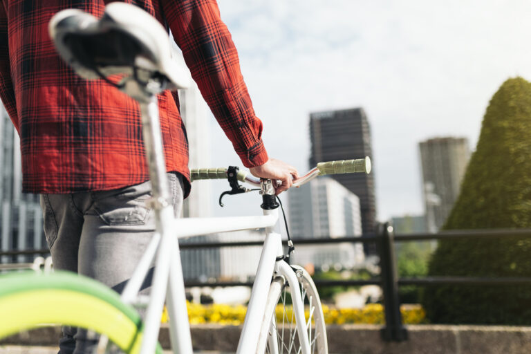 Young man on bike in the city